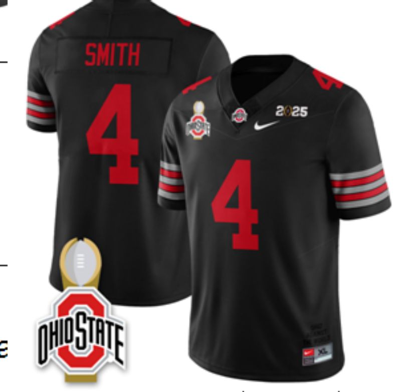 Men Ohio State Buckeyes #4 Smith Black Nike 2025 NCAA Jersey 01->los angeles lakers->NBA Jersey